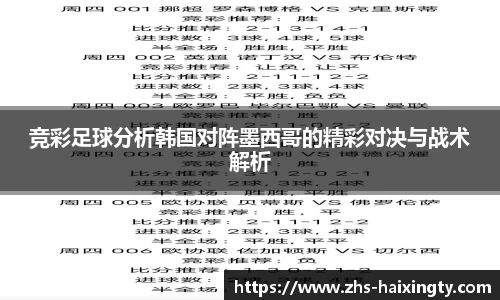 竞彩足球分析韩国对阵墨西哥的精彩对决与战术解析